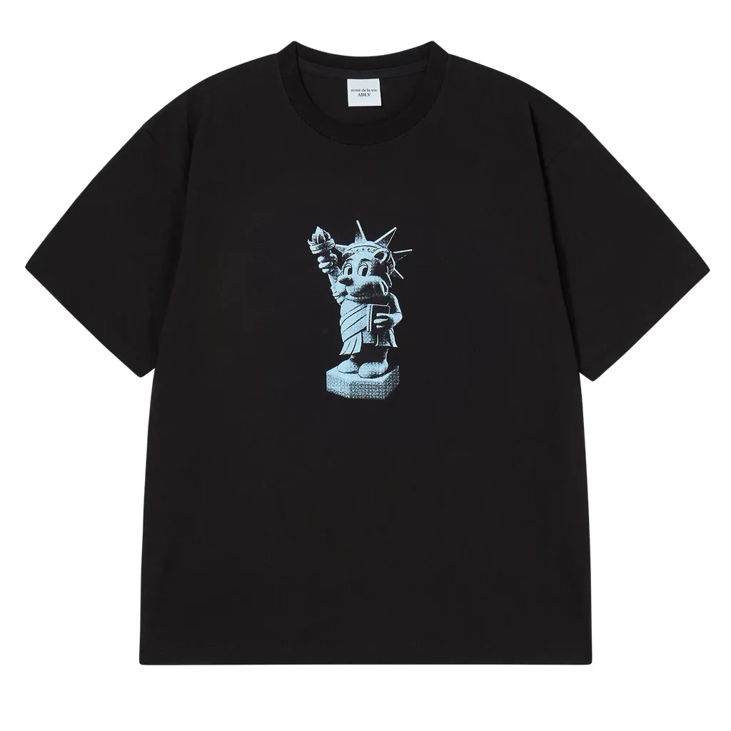 [ADLV] Ac Bear Statue Of Liberty Short Sleeve T-Shirt Black